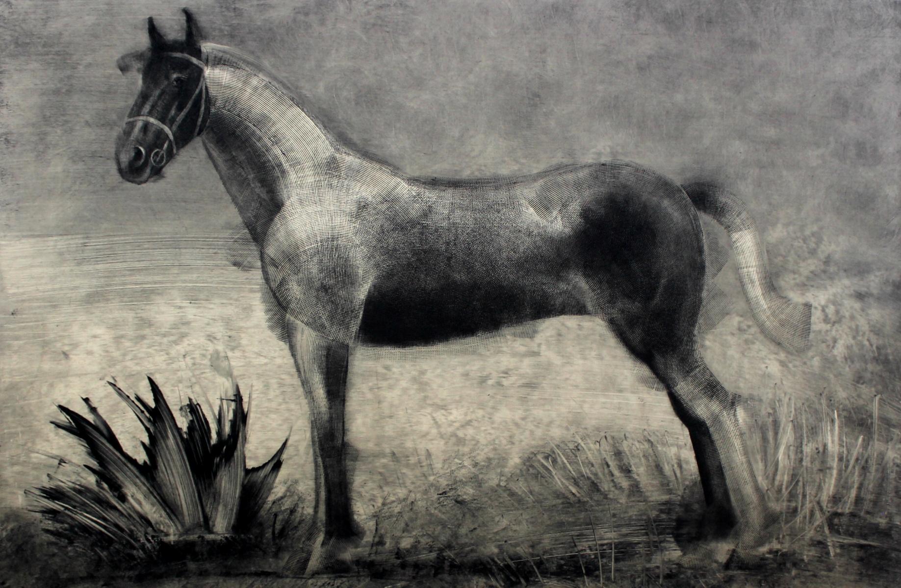 Pawel Zablocki Nude Print - Horse from Casa Lorna - Contemporary Figurative Lithograph Print, Animal