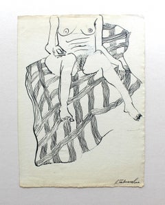 Untitled - XXI Century, Contemporary Figurative Ink Drawing, Female Nude