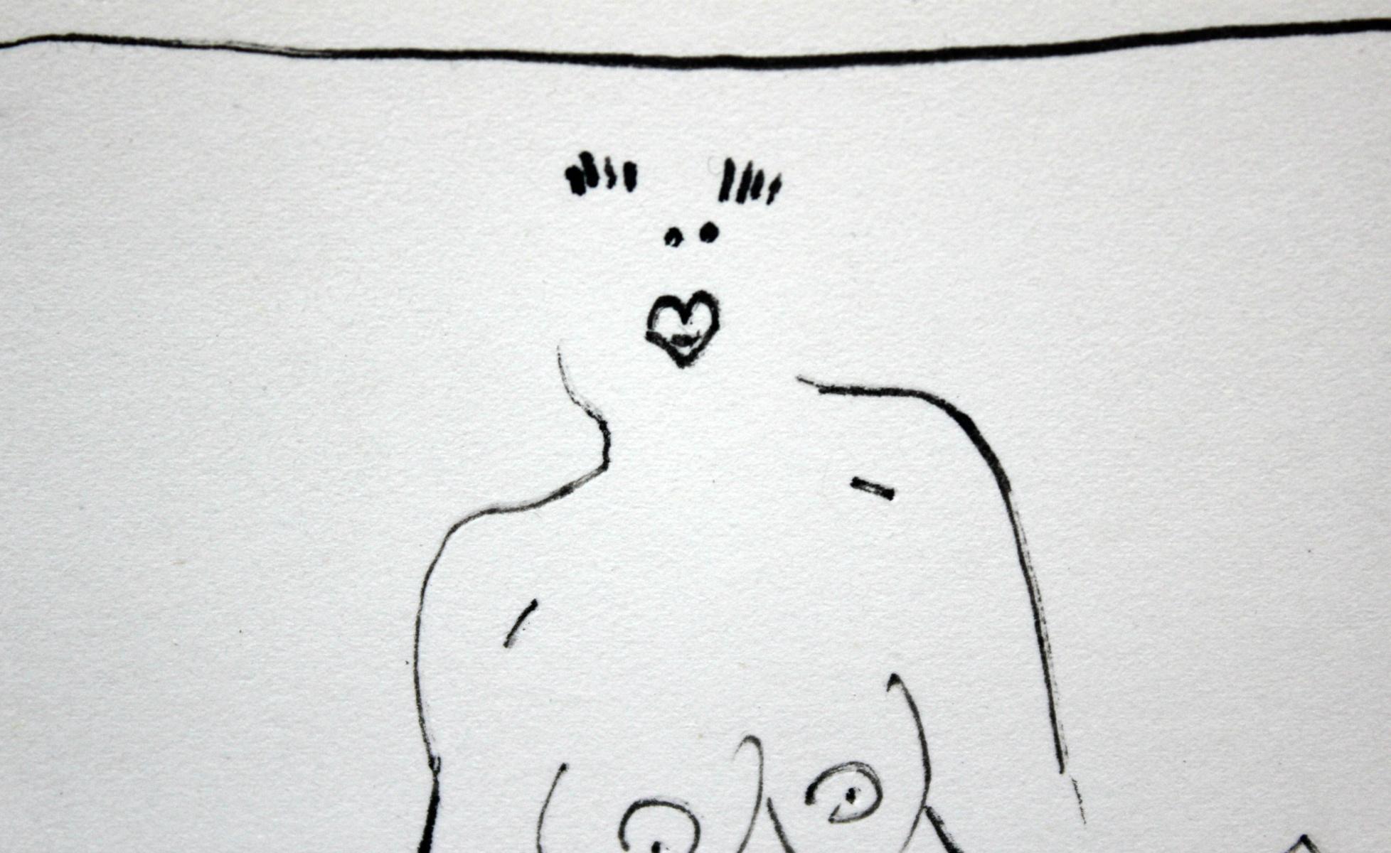 Untitled - XXI Century, Contemporary Figurative Ink Drawing, Female Nude - Art by Agnieszka Zakrzewska