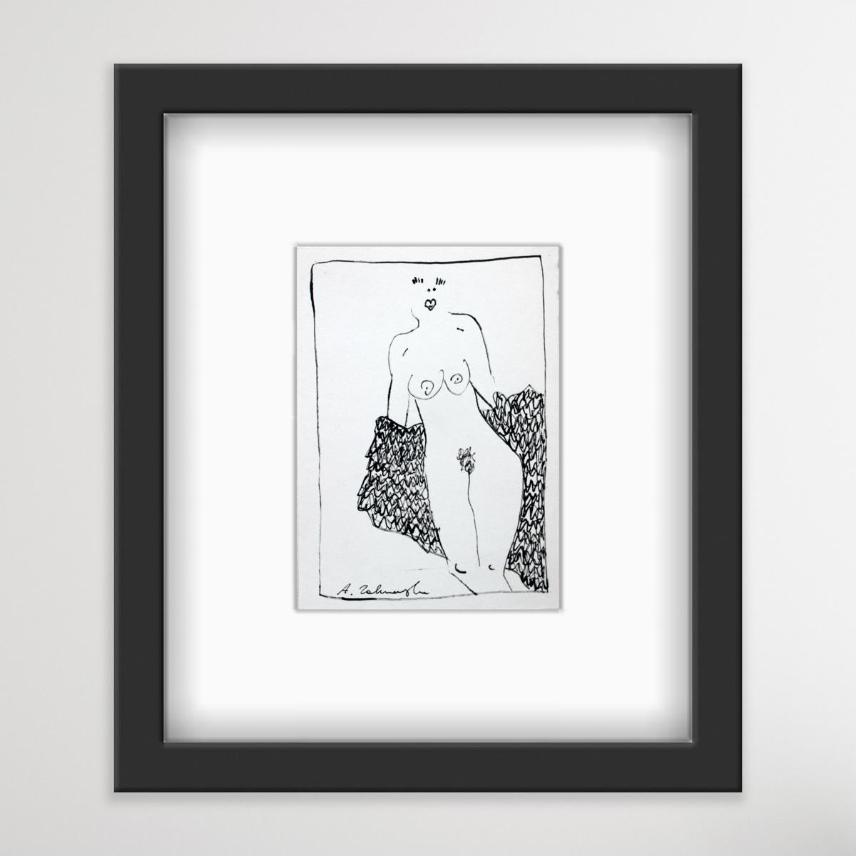 Untitled - XXI Century, Contemporary Figurative Ink Drawing, Female Nude For Sale 1