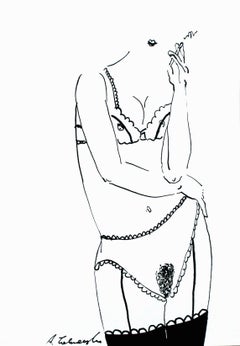 Untitled - XXI Century, Contemporary Figurative Ink Drawing, Female Nude