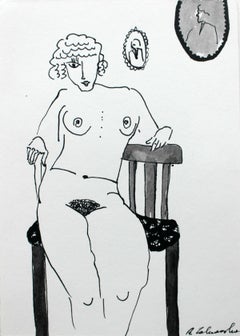 Untitled - XXI Century, Contemporary Figurative Ink Drawing, Female Nude