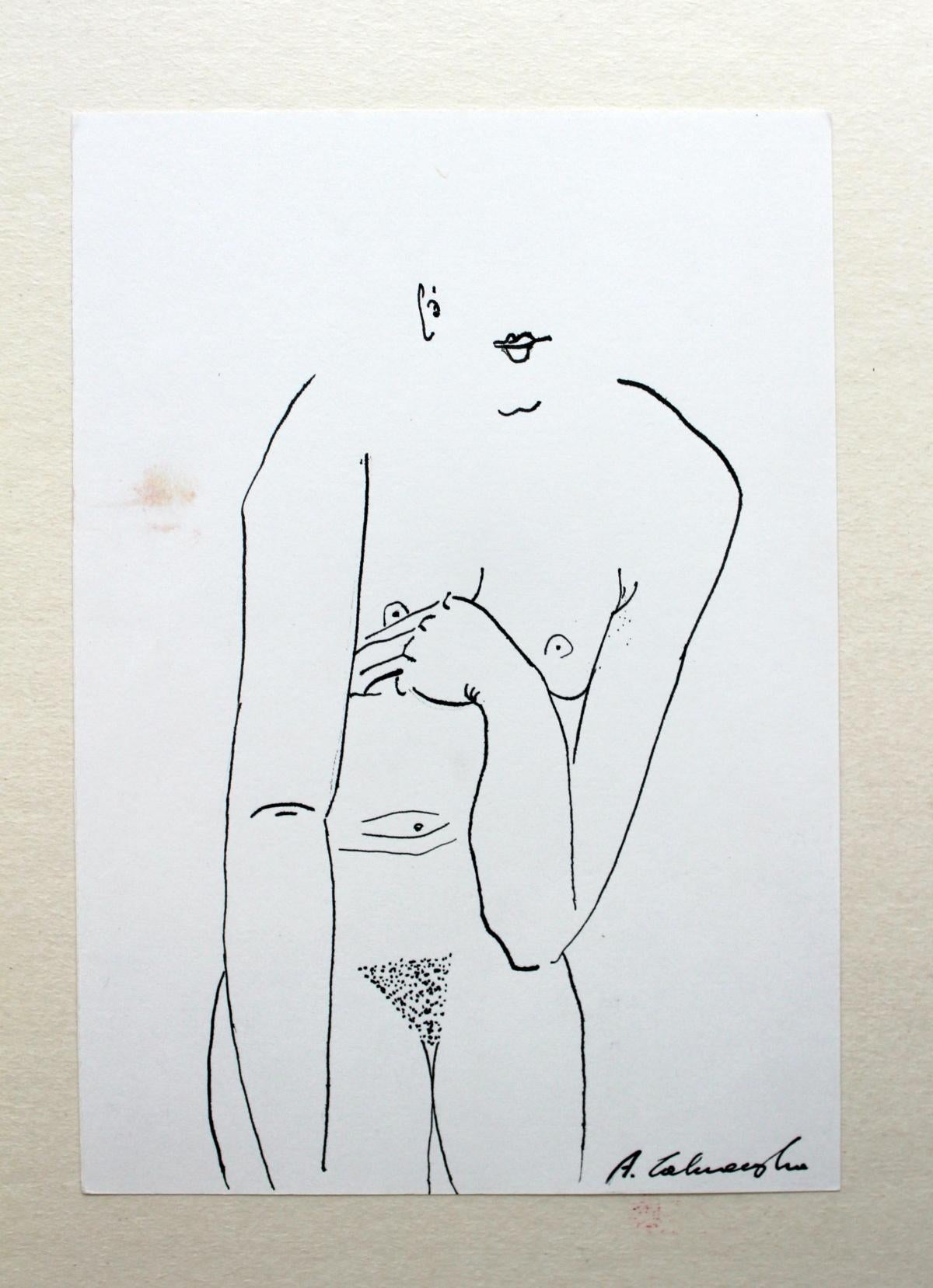 Untitled - XXI Century, Contemporary Figurative Ink Drawing, Female Nude For Sale 1