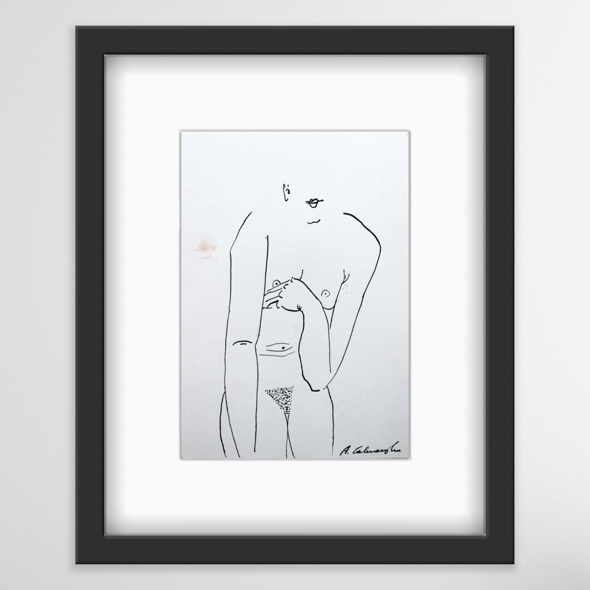 Untitled - XXI Century, Contemporary Figurative Ink Drawing, Female Nude For Sale 2