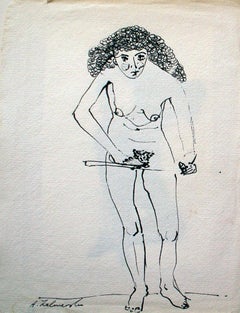 Untitled - XXI Century, Contemporary Figurative Ink Drawing, Nude