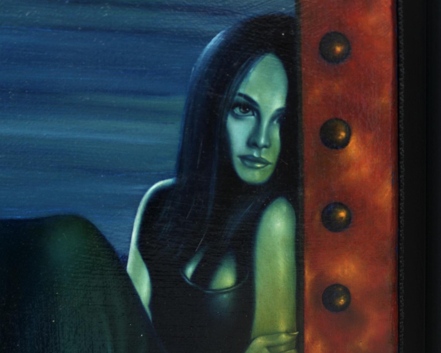 Pensamiento - Siglo XXI, Pintura Figurativa Contemporánea, Surrealismo, Nocturno - Painting Surrealista de Mariusz Zdybal