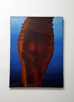 Red skirt - XXI Century, Contemporary Figurative Painting, Realistic, Red & Blue