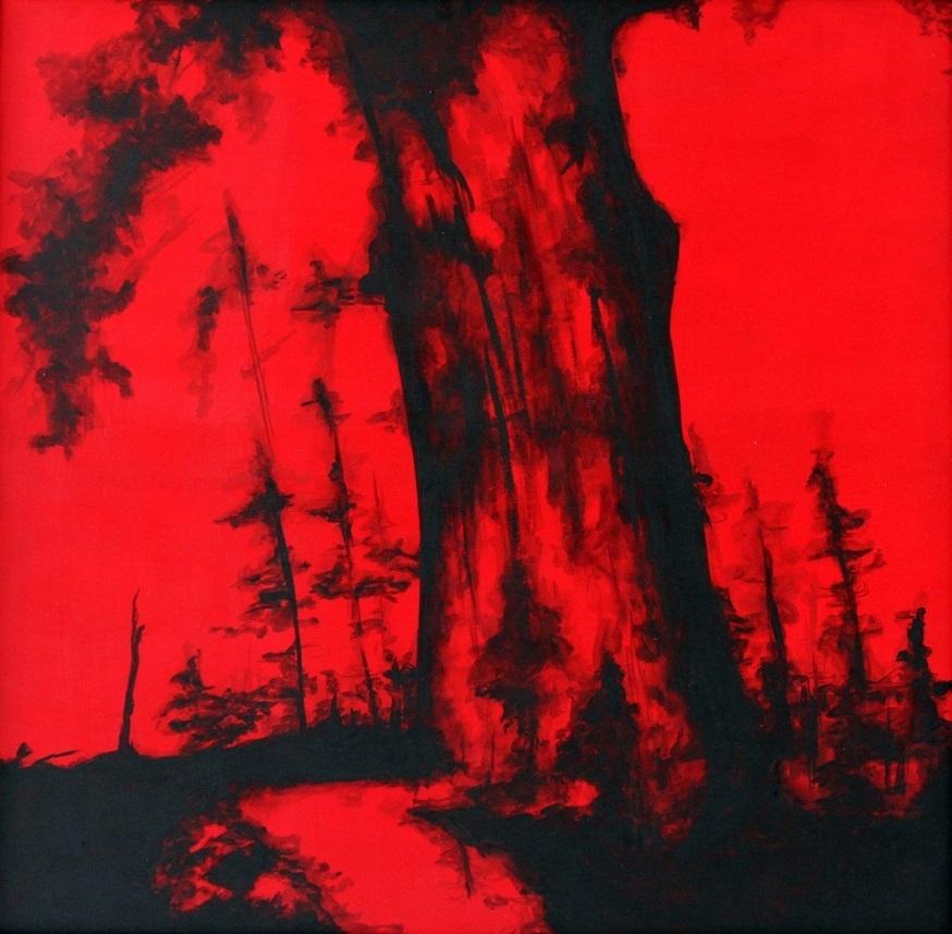 RED1 - XXIe siècle, peinture abstraite contemporaine à l'acrylique, couleurs vives