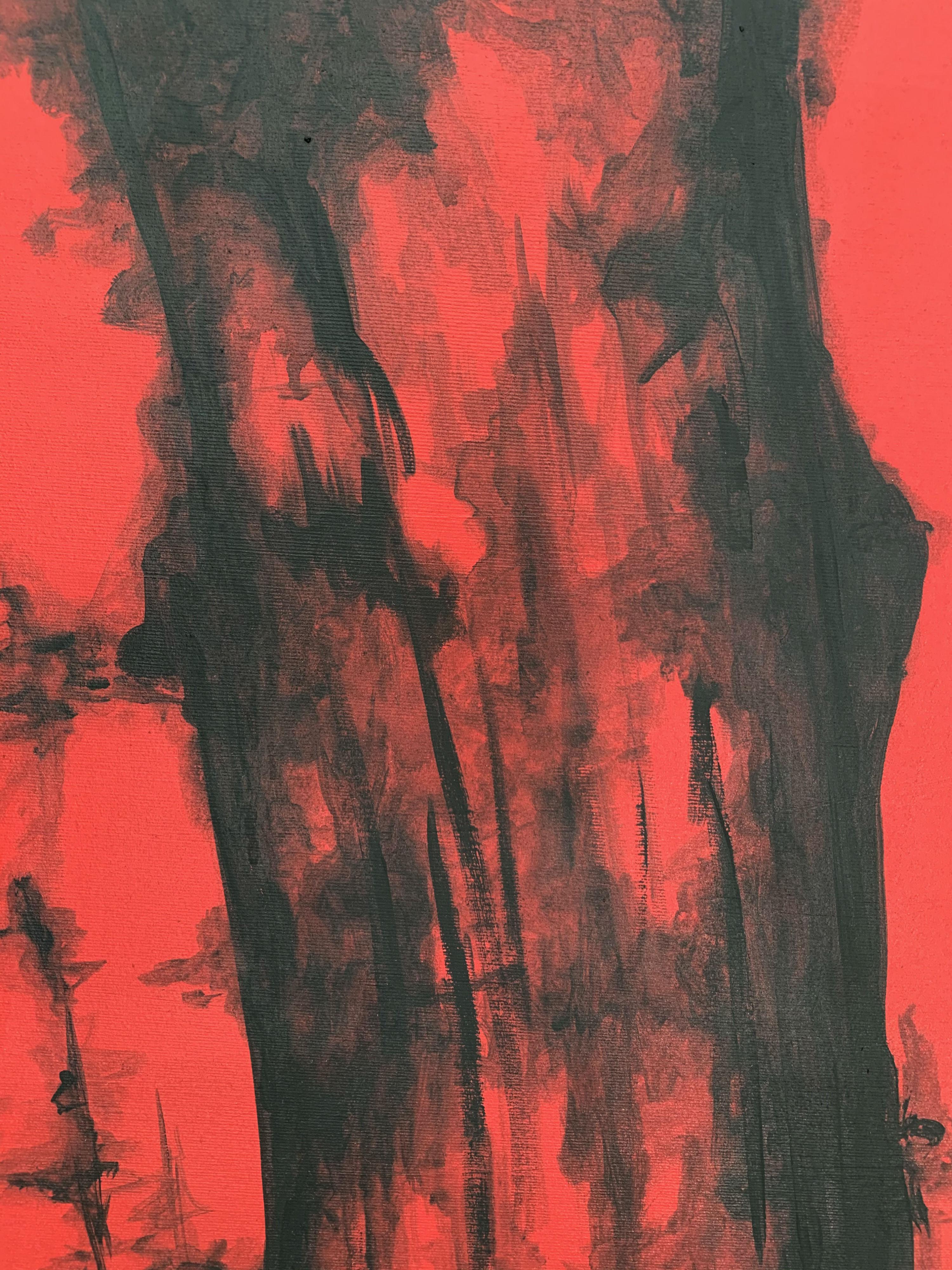 RED1 - XXI Century, Contemporary Acrylic Abstract Painting, Vibrant Colors For Sale 2