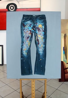 Pantalones - Siglo XXI, Pintura al óleo figurativa contemporánea, Minimalista