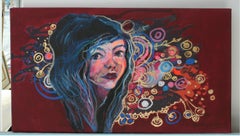 Witkacy - XXI Jahrhundert, Figuratives Gemälde in Mischtechnik, weibliches Porträt