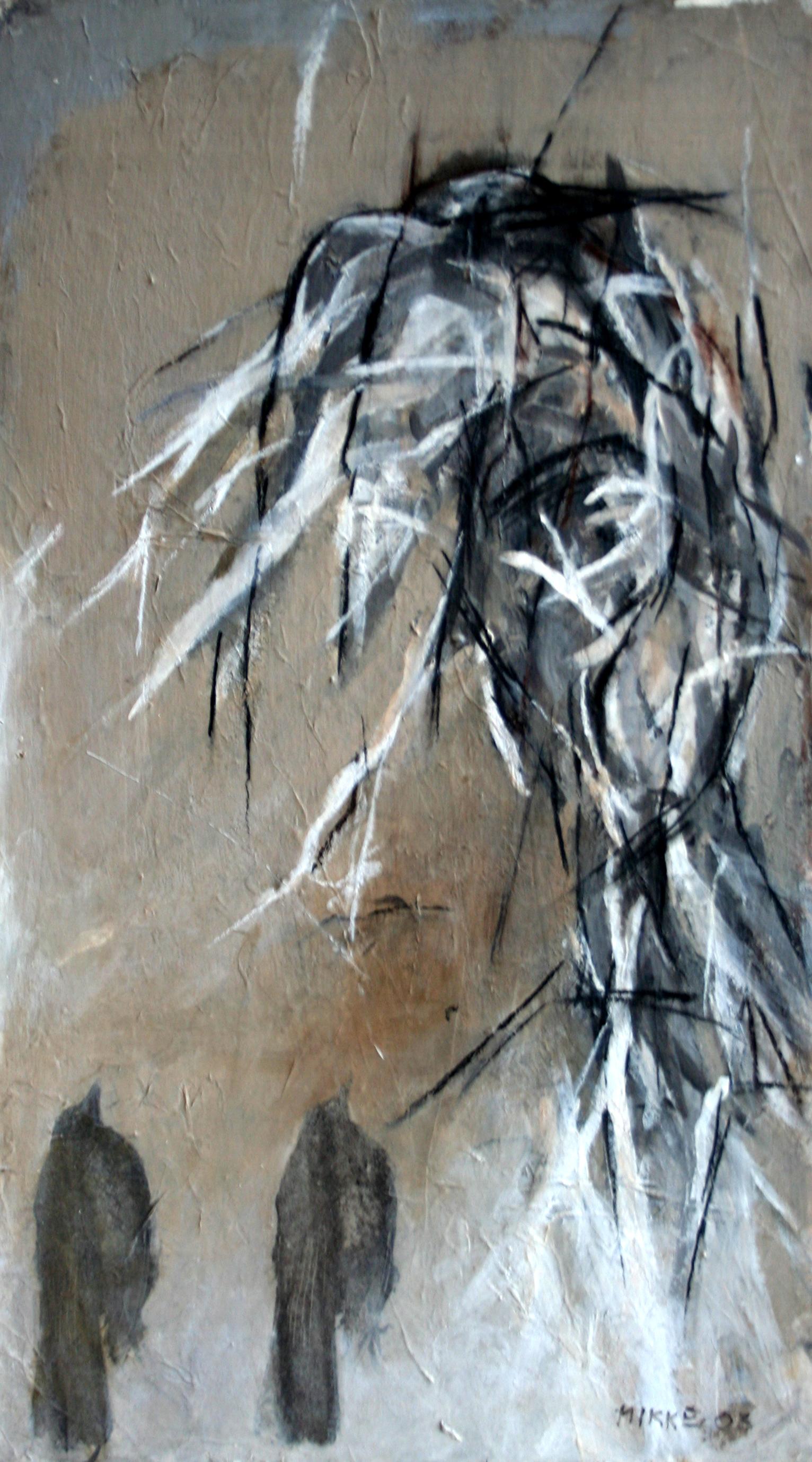 Anna Mikke Abstract Painting - Crows - XXI century, Contemporary Mixed Media Painting, Abstraction