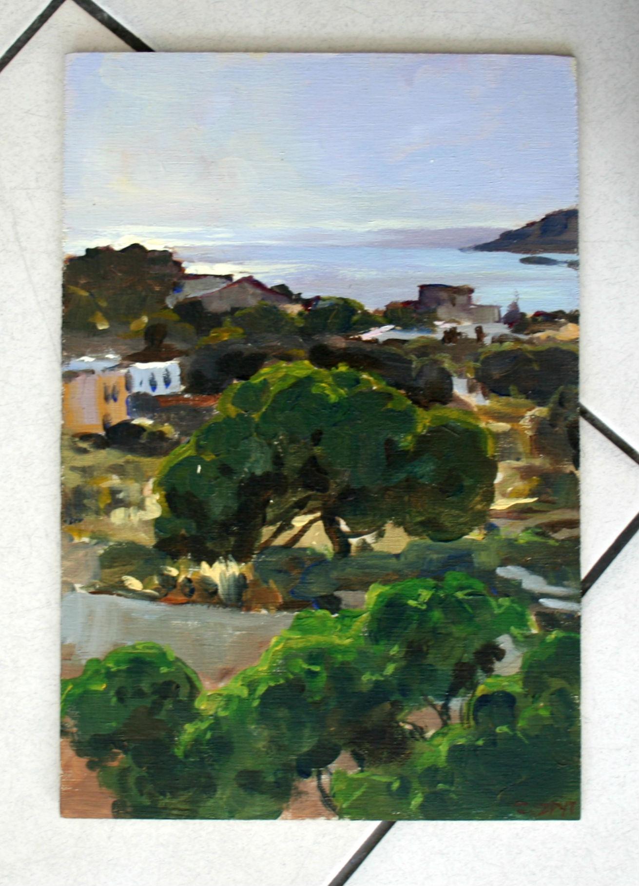 Syros Nachmittag - 21. Jahrhundert, Zeitgenössische Landschaft, Ölgemälde, Realistisch – Painting von Janusz Szpyt