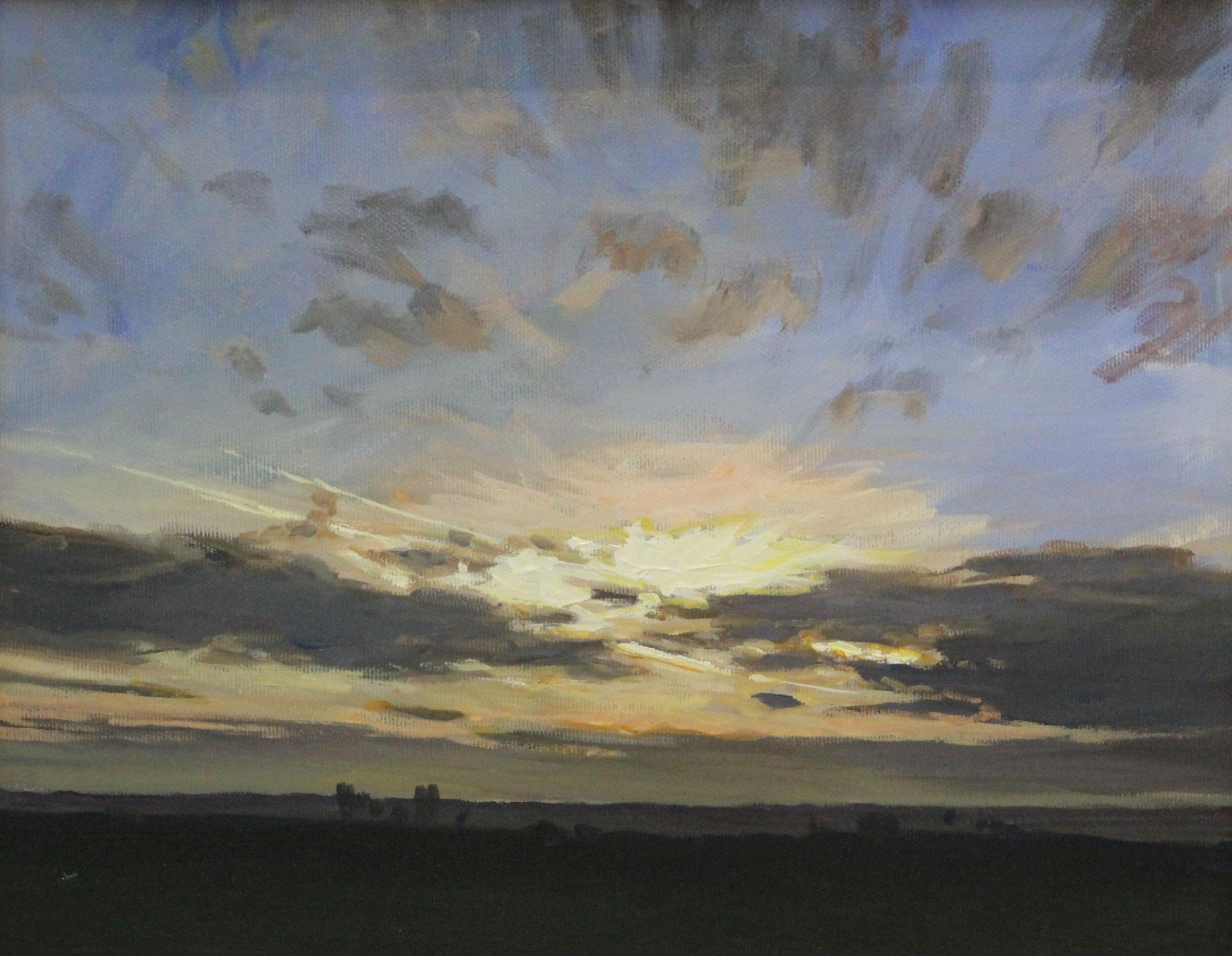 Sunset - XXI Century, Contemporary Landscape Oil Painting, Realistic