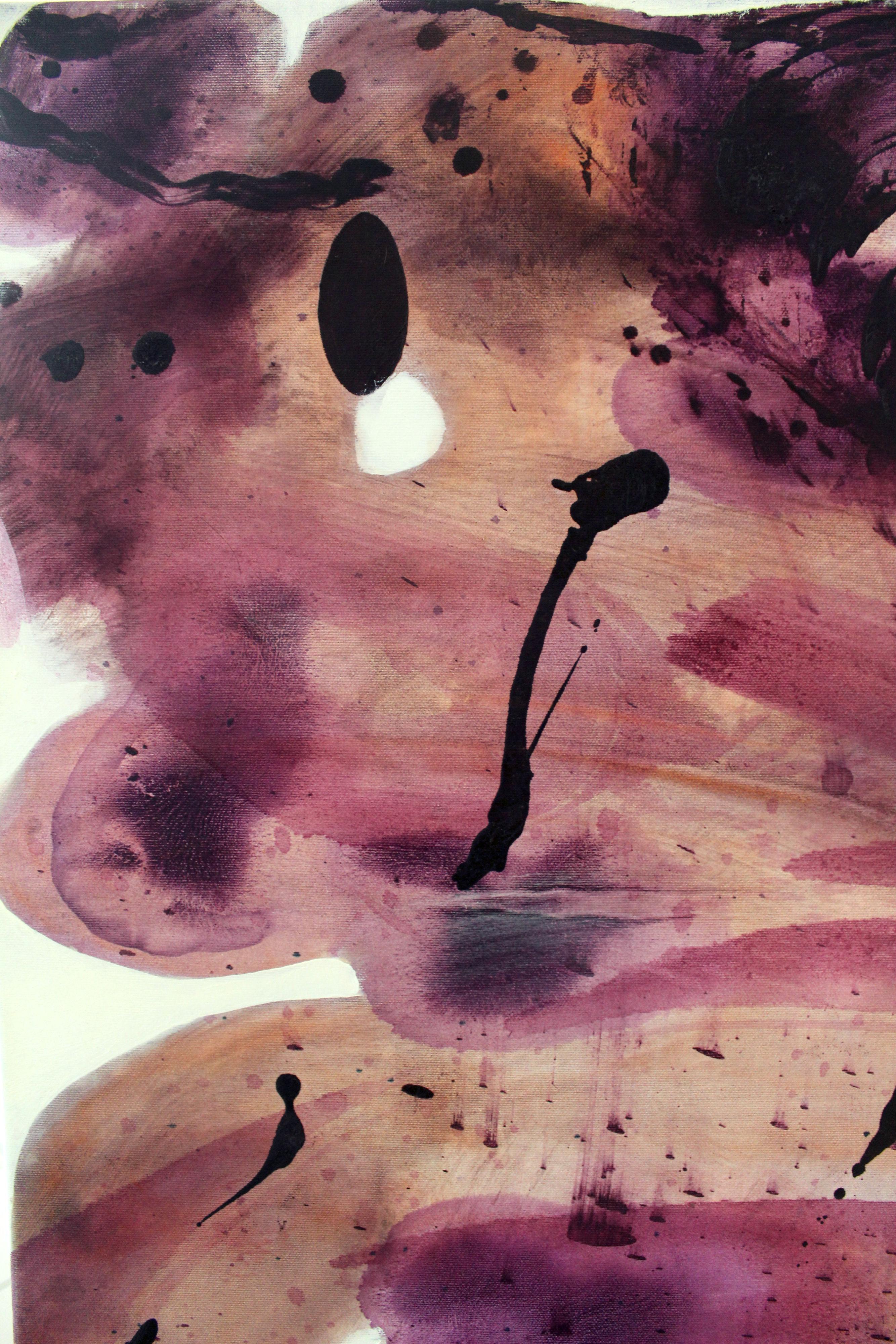 Peinture à l'huile abstraite contemporaine violette, « Early sincerity », XXIe siècle   - Marron Abstract Painting par Piotr Butkiewicz