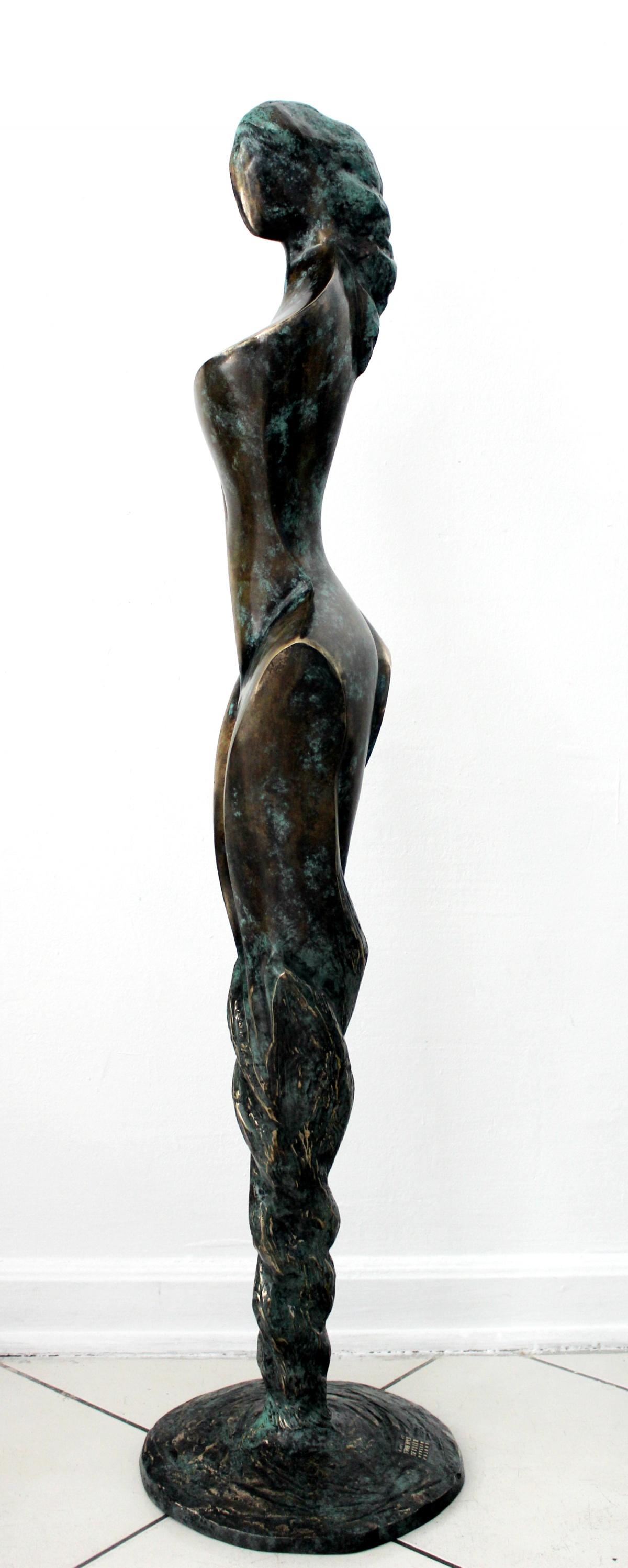 Inspiration II - Contemporary Bronze Sculpture, Abstract, Figurative, Nude - Gold Figurative Sculpture by Stanisław Wysocki