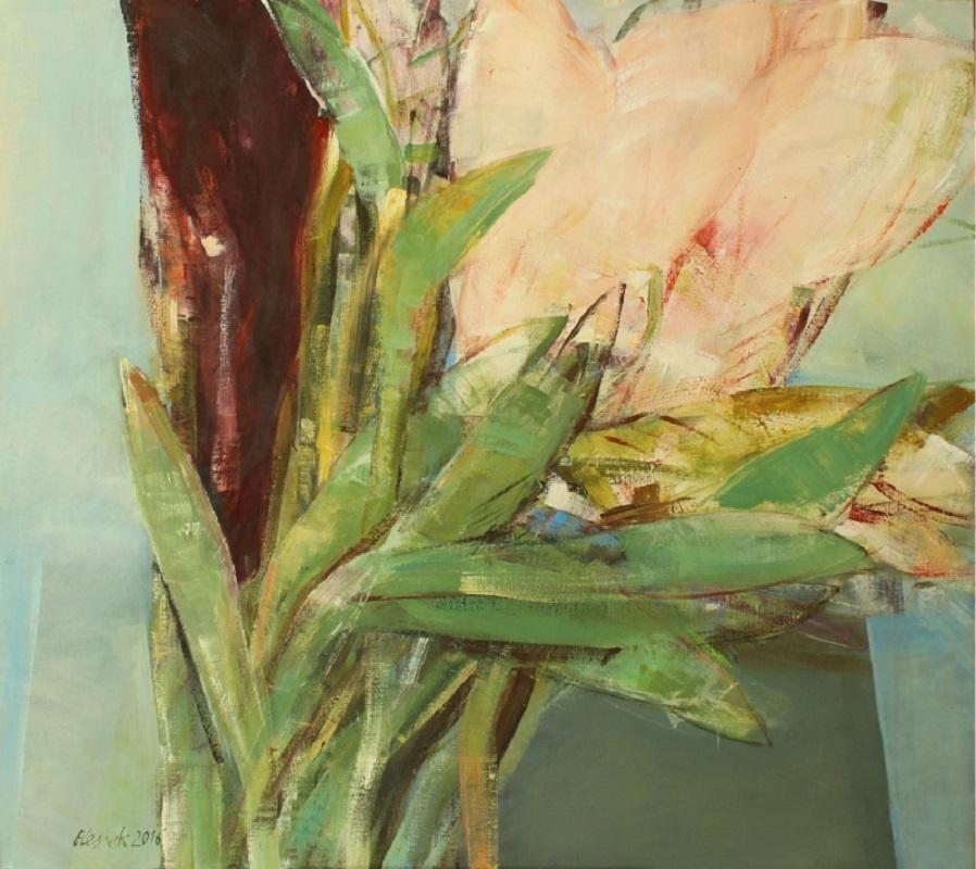Bożena Lesiak Figurative Painting - Tulips - XXI century, Oil painting, Abstract-figurative, Flowers