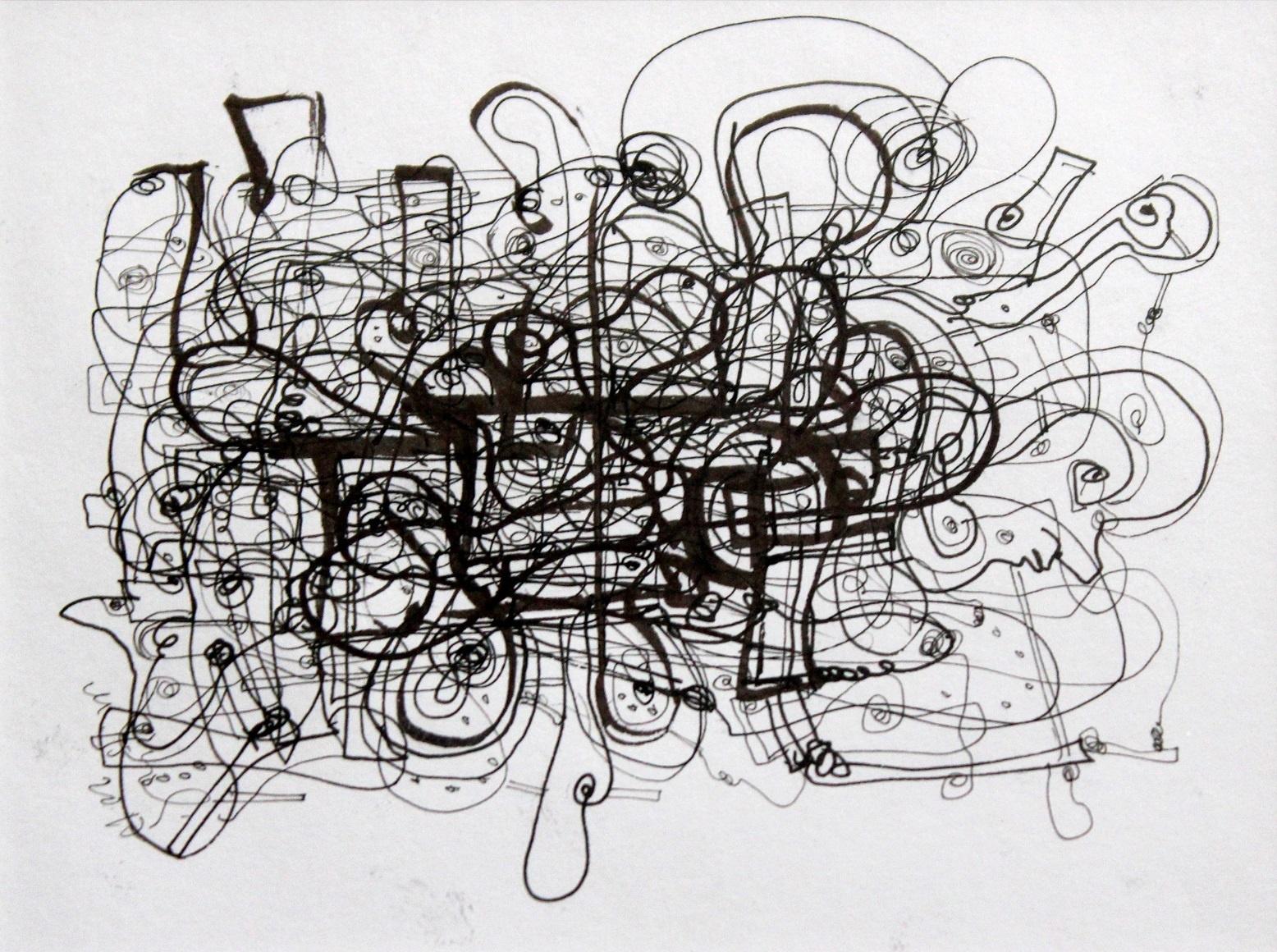 Maciej Świeszewski Abstract Drawing - Composition - XXI Century, Contemporary Ink Drawing, Abstract shapes 