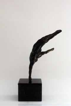 An acrobat. Bronze figurative sculpture, Nude, Dynamic Composition, Polish art