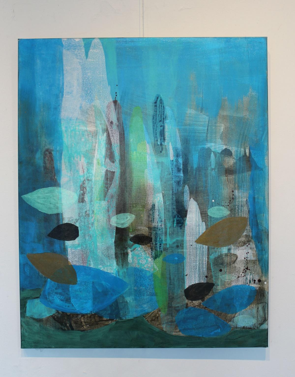 The city of grass- XXI century, Acrylic painting, Abstraction, Bright & colorful - Painting by Anna Masiul-Gozdecka