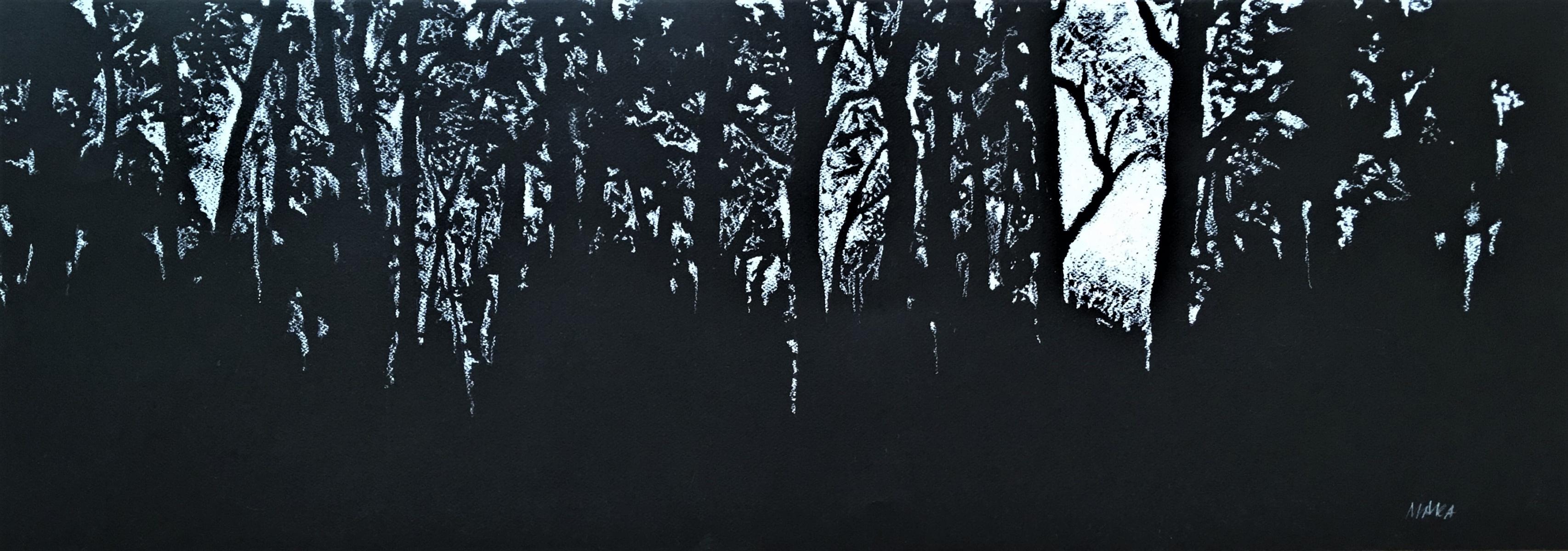 Forest in Laski - XXIe siècle, dessin contemporain au pastel, paysage