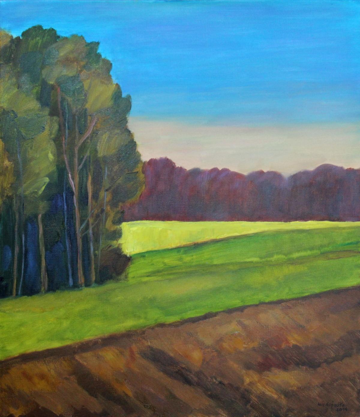 Autumn silence - XXI century, Oil landscape painting, Colourful