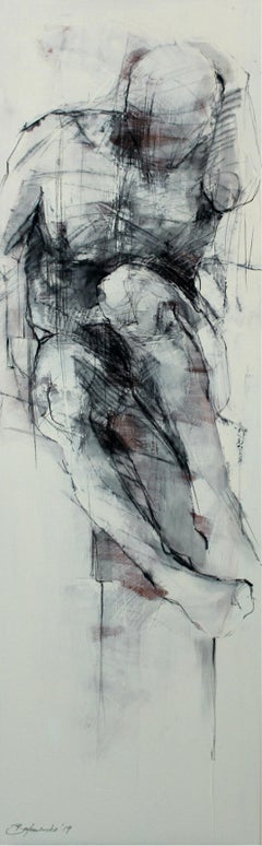 Nude - XXI Century, Contemporary Oil Painting, Black and White, Figurative