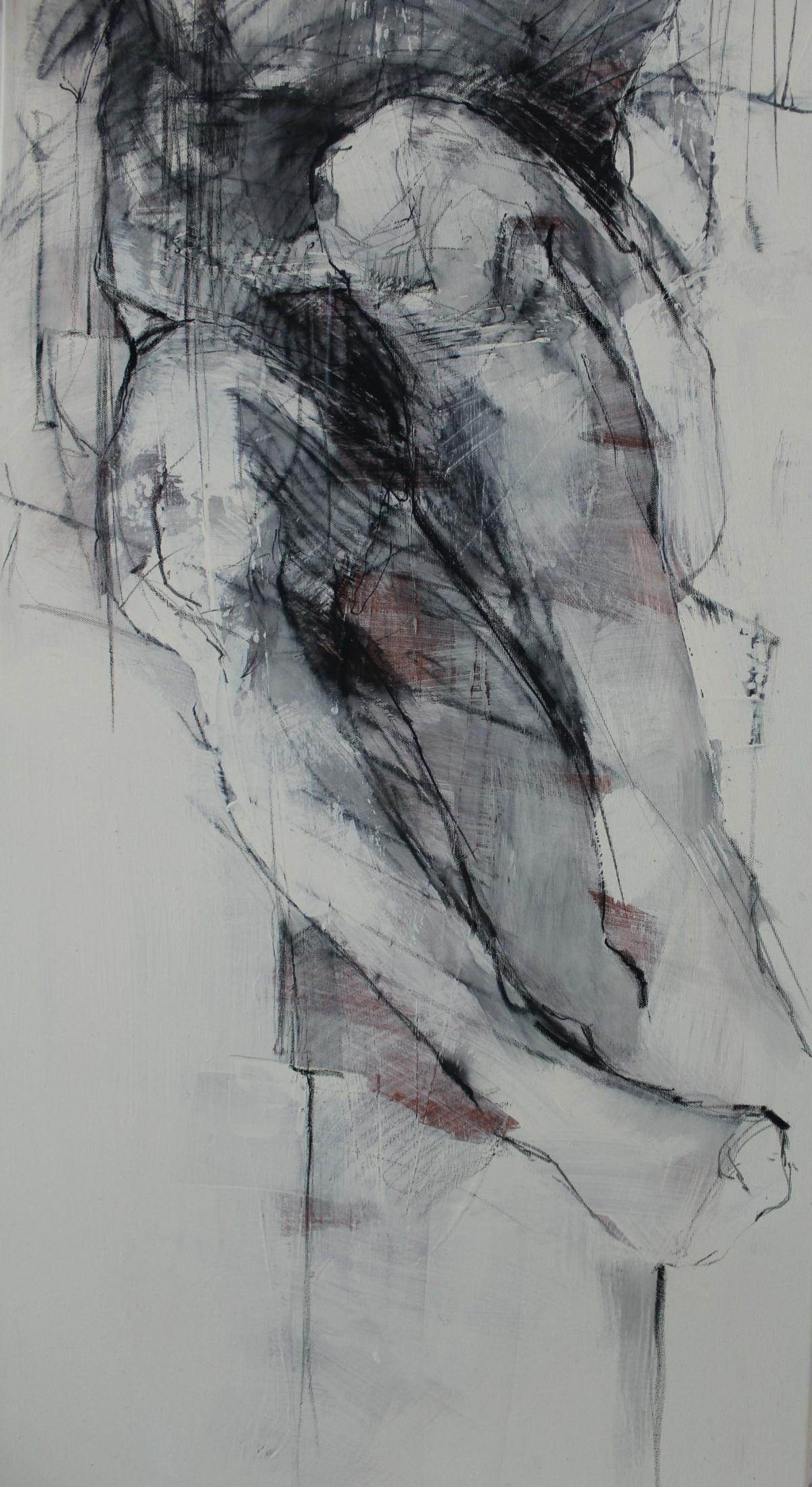 Nude - XXI Century, Contemporary Oil Painting, Black and White, Figurative 1