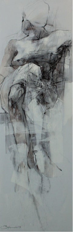Nude - XXI Century, Contemporary Oil Painting, Black and White, Figurative