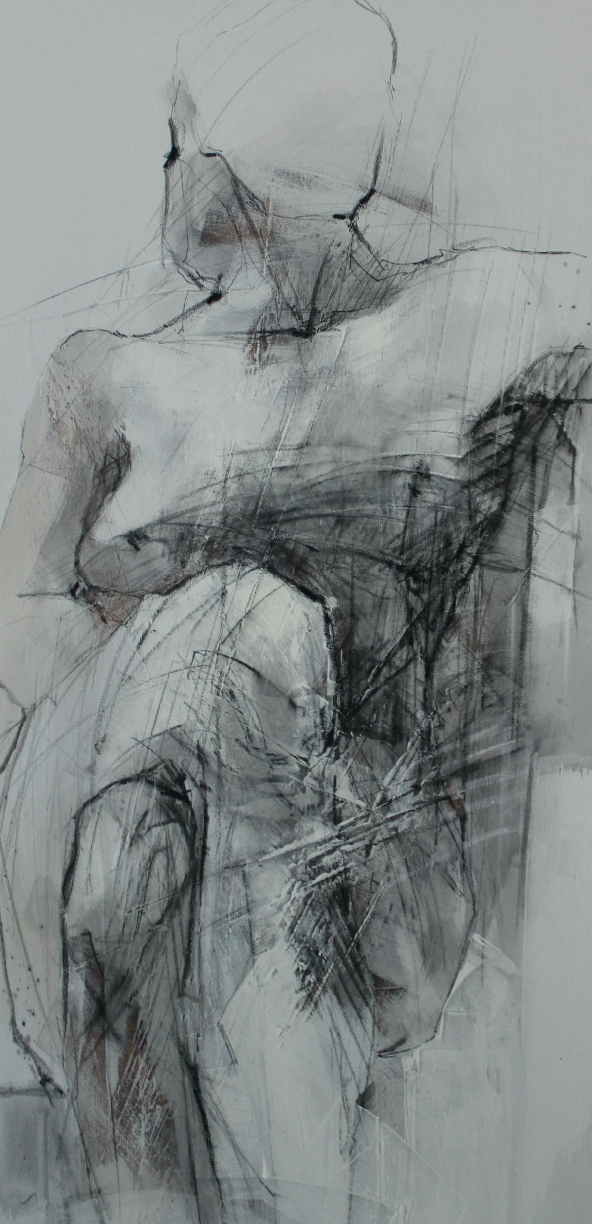 Nude - XXI Century, Contemporary Oil Painting, Black and White, Figurative 3