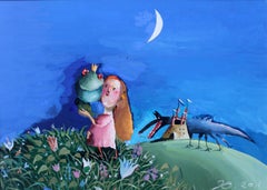 Enchanted frog - Gouache figurative drawing, Colourful, Fairy tale, Fantasy