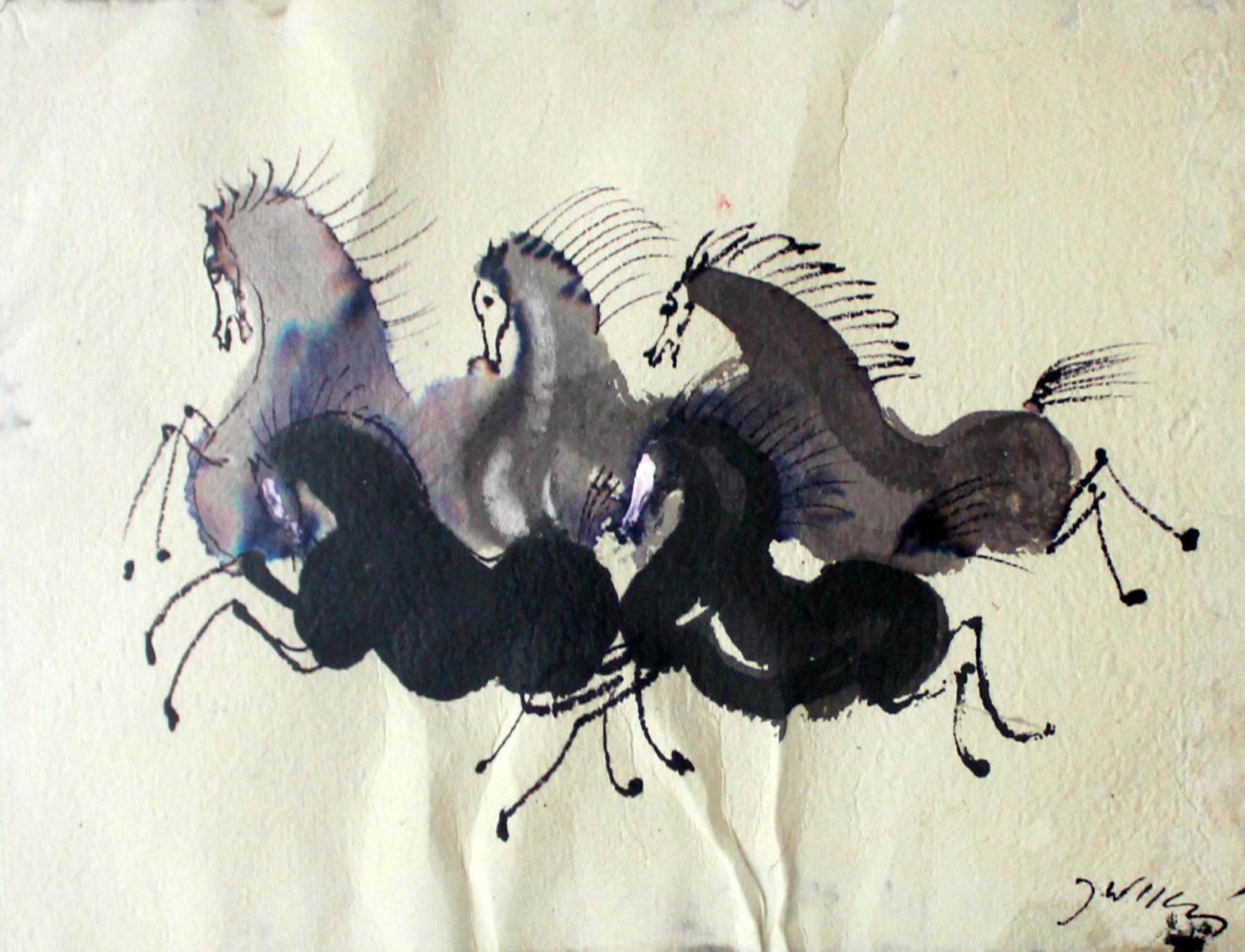 Jozef Wilkon Figurative Art - Horses' presentation - Figurative Painting, Animals, Classics, Art master