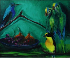 Gardens of Delight V-XXI century Figurative oil painting Animals Bright colours