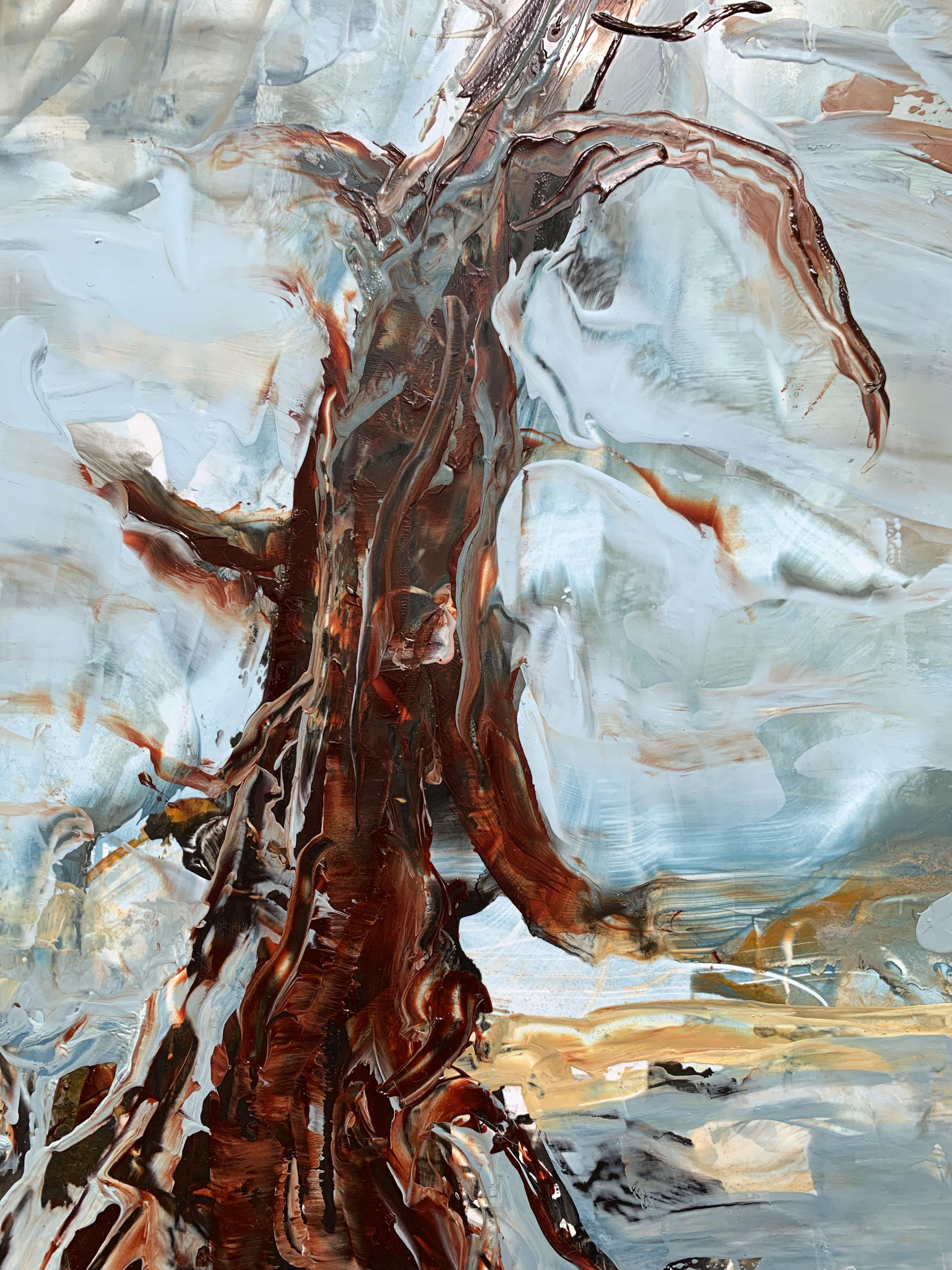Landschaft - 21. Jahrhundert Acrylmalerei, Abstraktion und figürliche Darstellung (Grau), Landscape Painting, von Monika Rossa