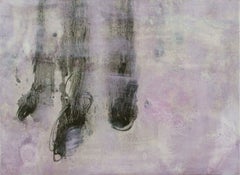 Paysage de Lanscape - XXIe siècle, peinture à l'huile abstraite contemporaine, violet