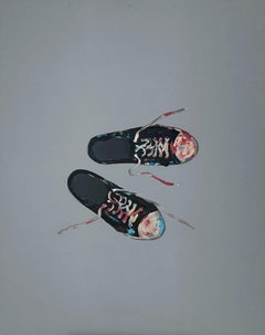 Trainers - Pittura ad olio figurativa contemporanea, minimalista, moda