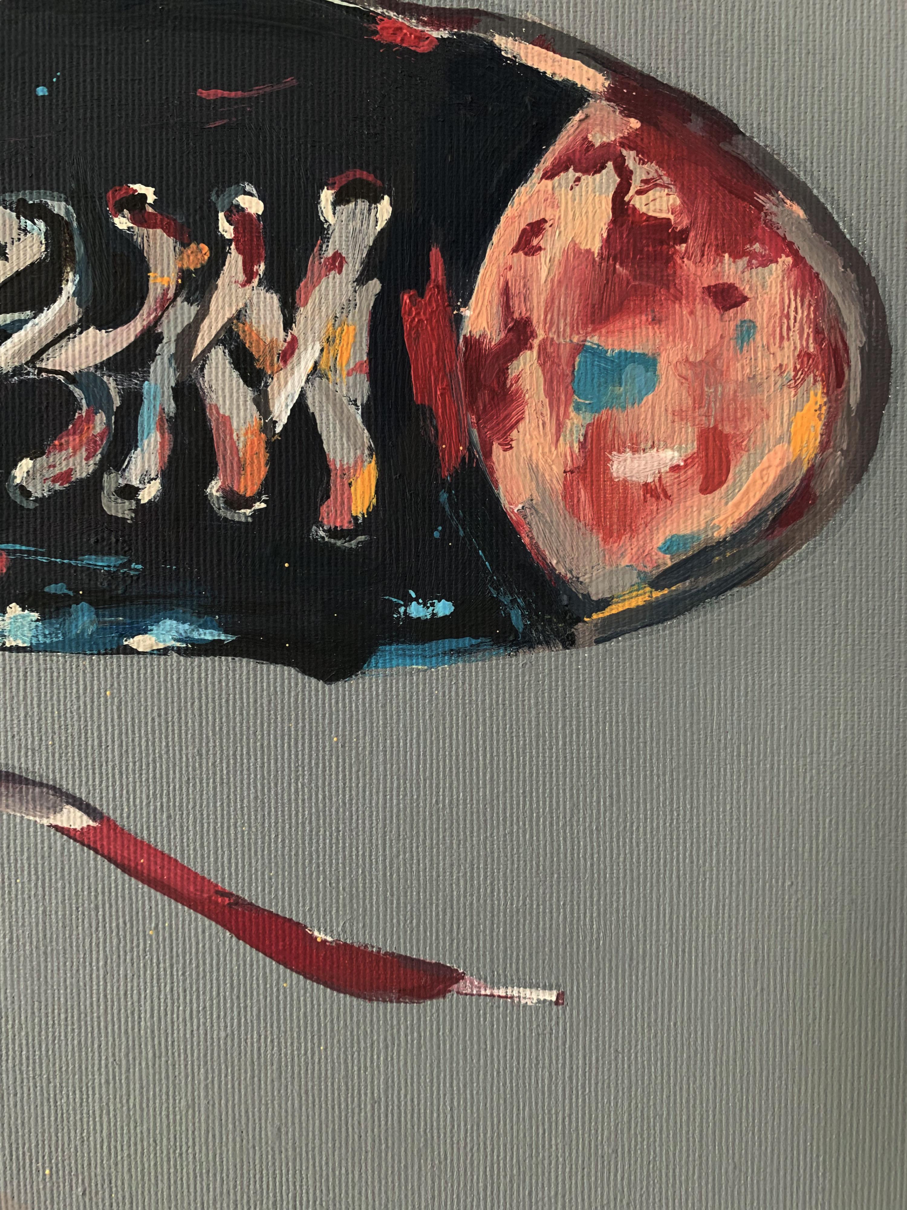 Trainers - Pittura ad olio figurativa contemporanea, minimalista, moda - Figurative Painting Grigio di Tomasz Kozlowski