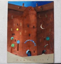 Maison de tente - XXIe siècle, gouache sur papier, architecture, paysage