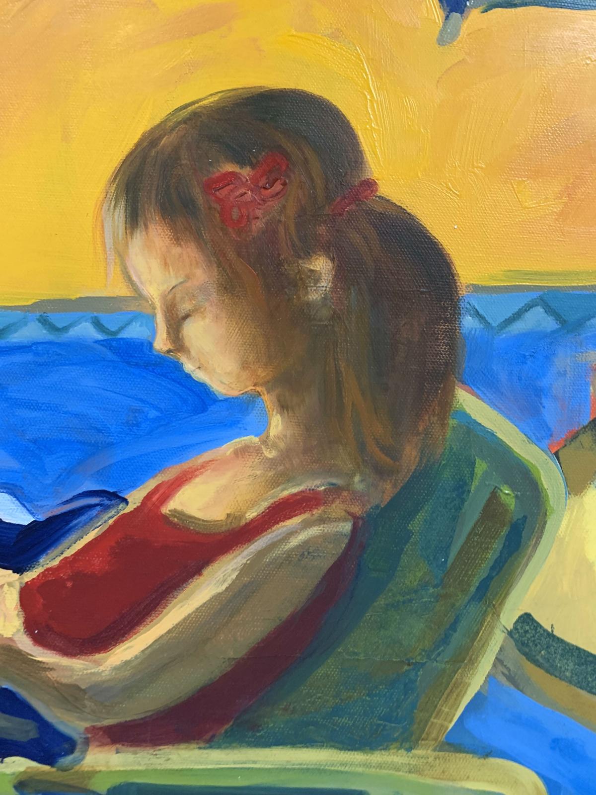 Relajación - Siglo XXI, Pintura al Óleo Contemporánea, Colores Vibrantes y Brillantes - Painting de Monika Rossa