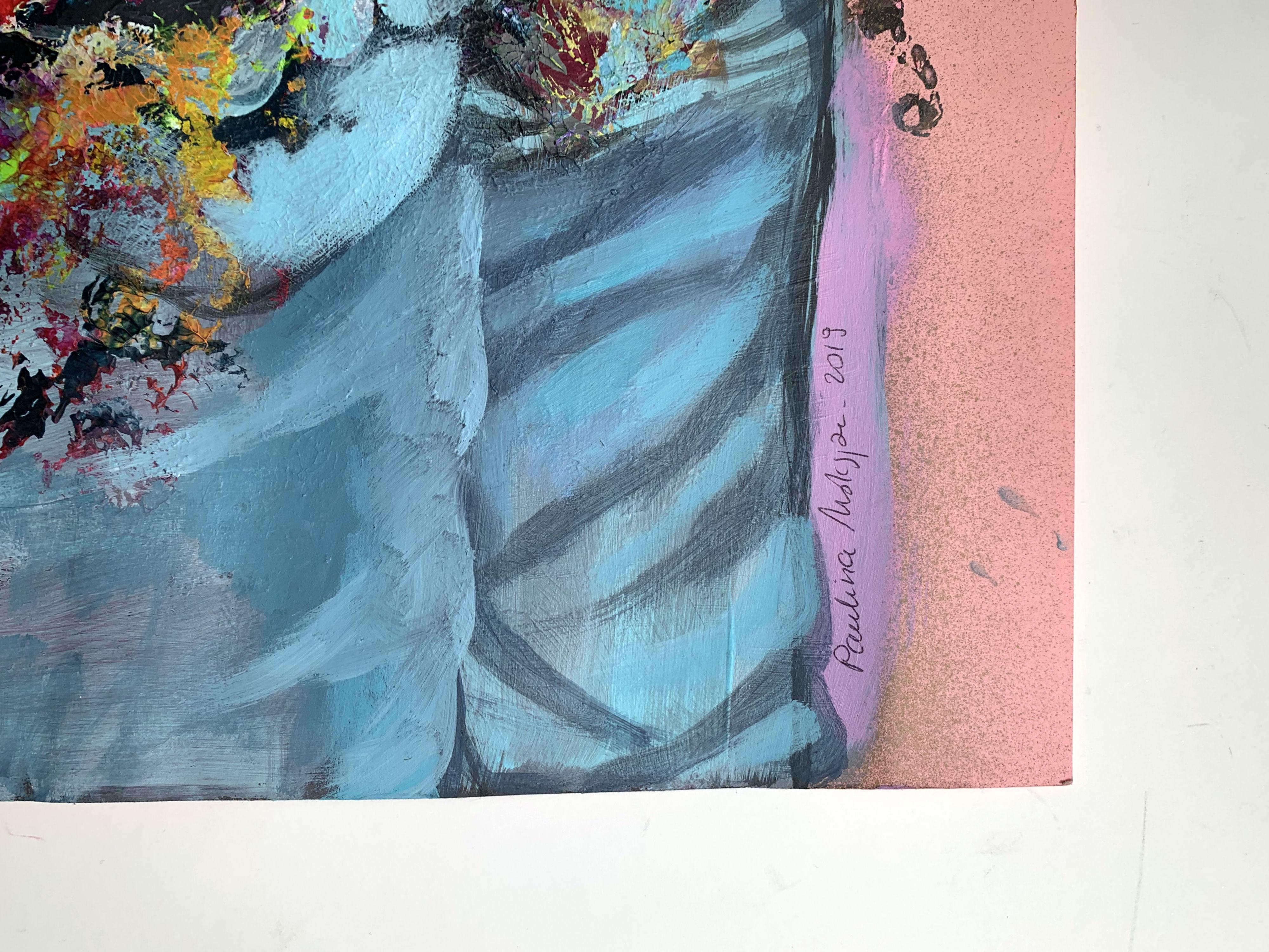 Un corazón - Siglo XXI, Pintura acrílica figurativa, Retrato femenino - Painting de Paulina Maksjan