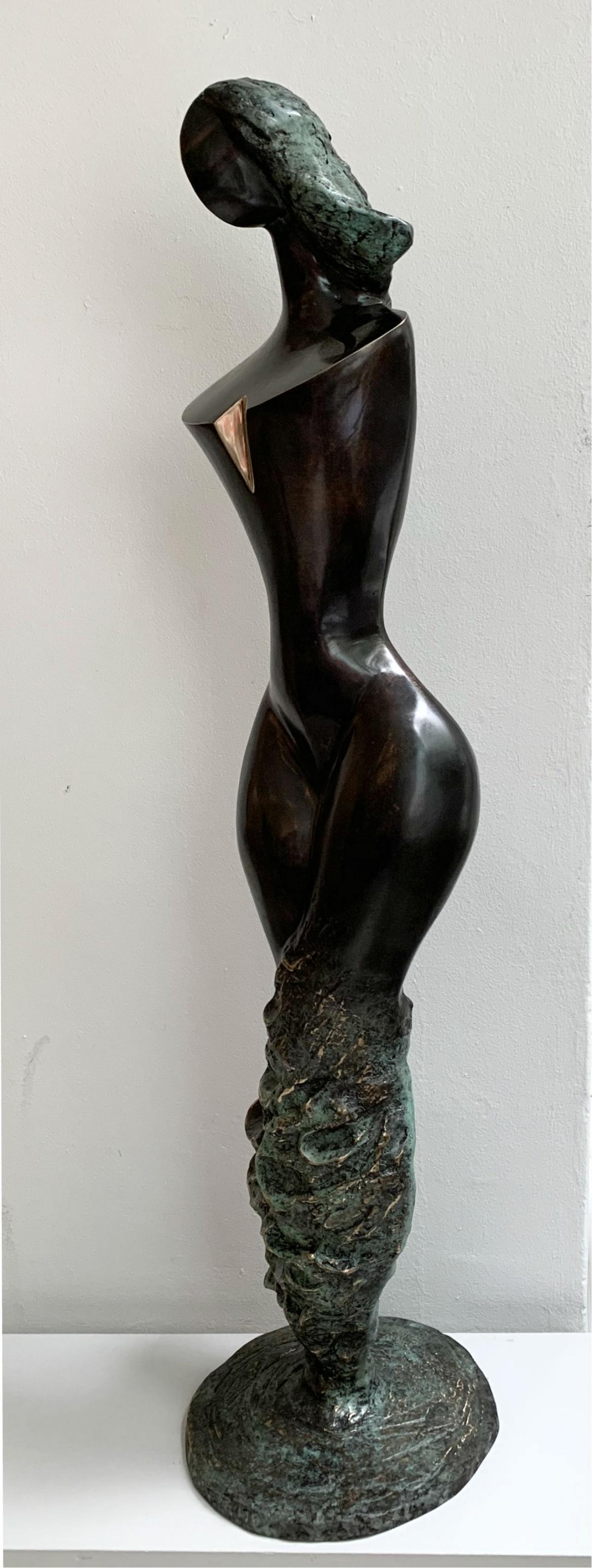 Wave venus - XXI century Contemporary bronze sculpture, Abstract & figurative - Gold Figurative Sculpture by Stanisław Wysocki