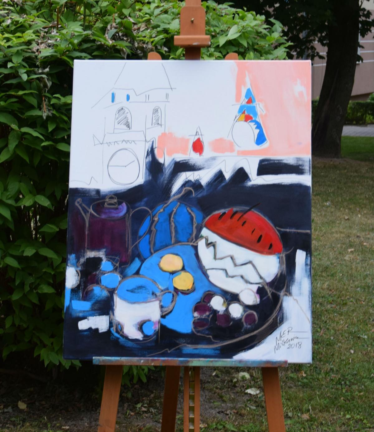Un buffet - XXI secolo, Natura morta, Pittura ad olio figurativa, Colori vivaci - Painting di Marzena Miskiewicz