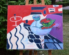 Auf einem Teppich – 21. Jahrhundert, Stillleben, figuratives Ölgemälde, leuchtende Farben