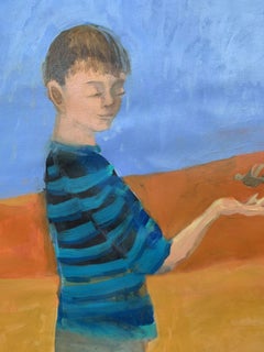 Little bird - Contemporary Figurative Oil Painting, Bright Colors