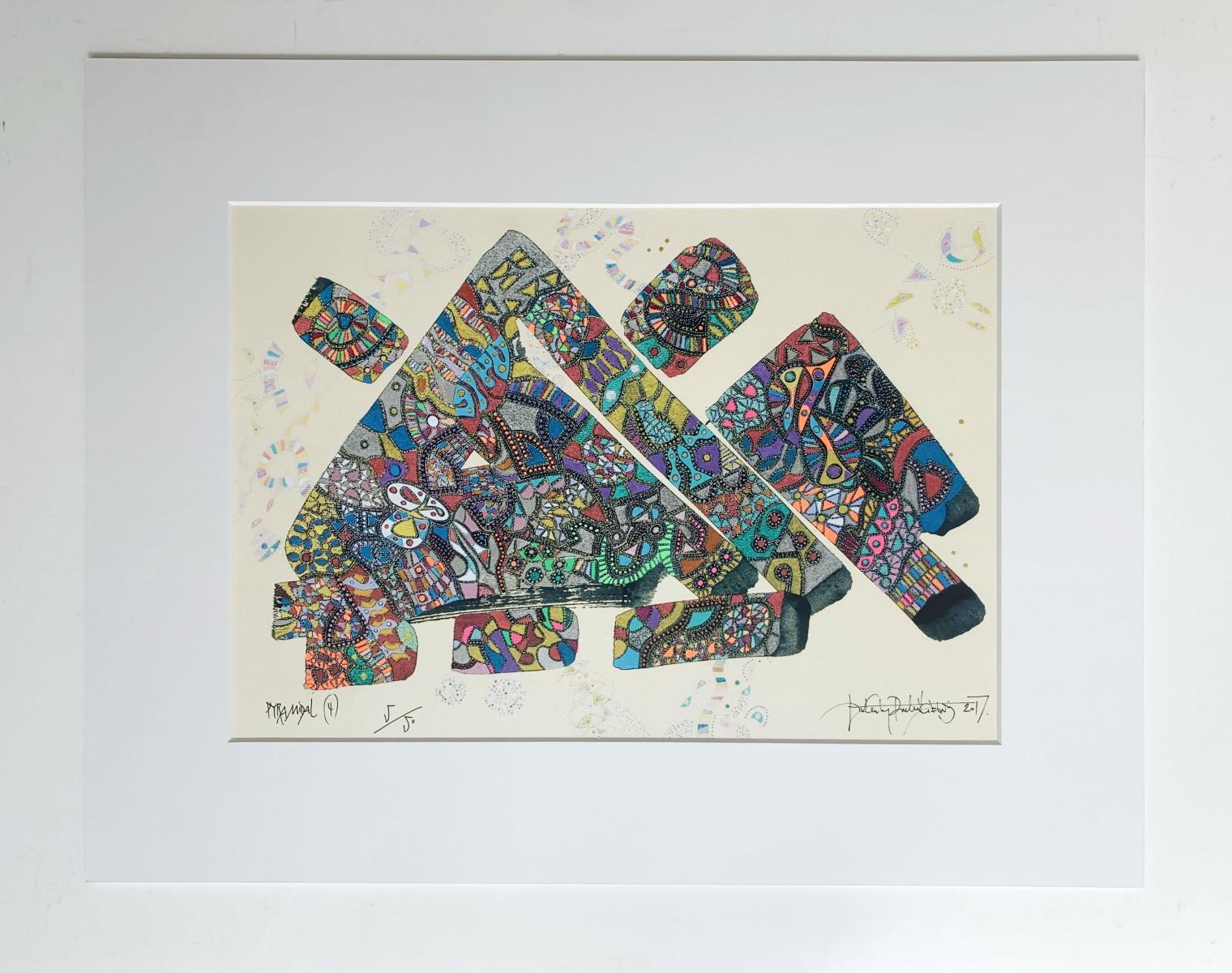 Pyramidal 4 - XXI century, Mixed media, Gel art, Abstract print, Colorful - Print by Jan Kanty Pawluśkiewicz