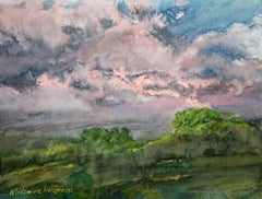 Dawn of the day - XXI century, Watercolor painting, Landscape, Realist