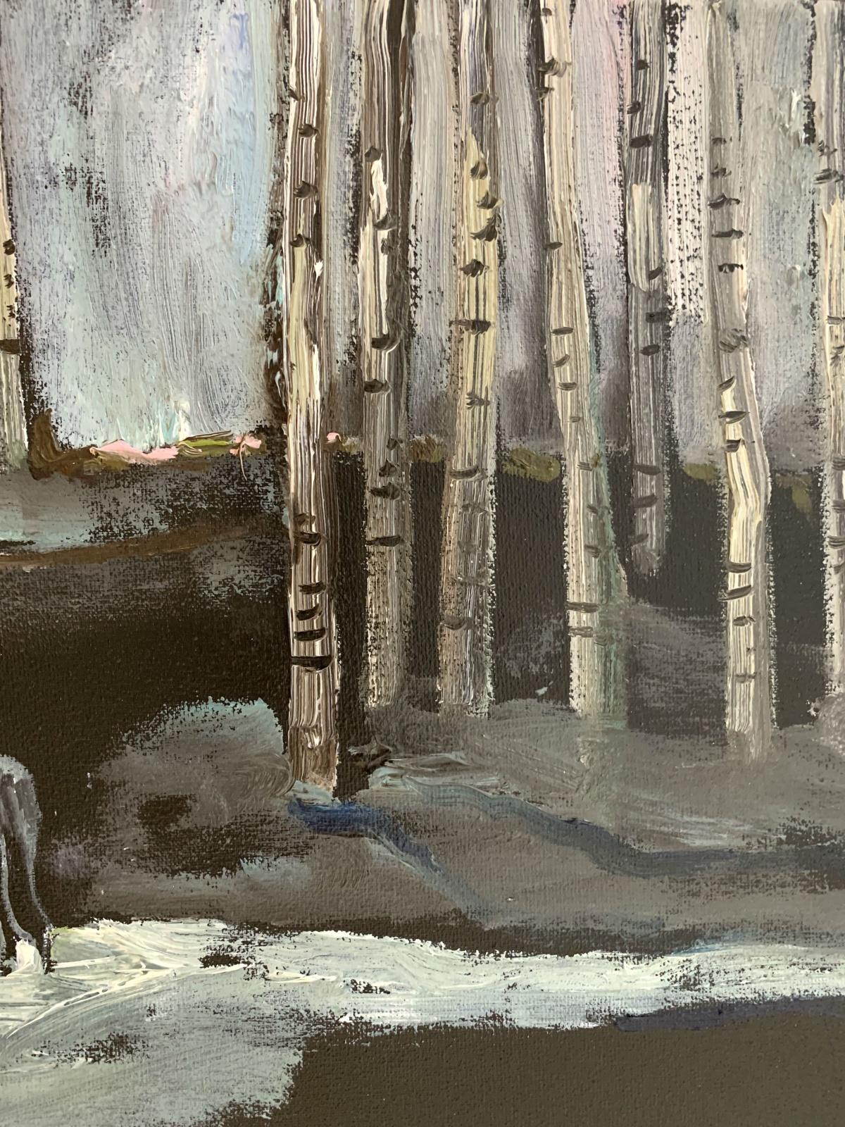 Recuerdos y sueños Siglo X - XXI Óleos figurativos Paisaje Animal - Figurative Painting Negro de Magdalena Nałęcz
