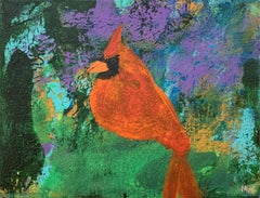 Gardens of Delight XLI - XXI century figurative oil painting, Bird, Colorful