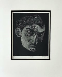 Pierre - XXI Century Contemporary Linocut Print, Surrealism, Black & white