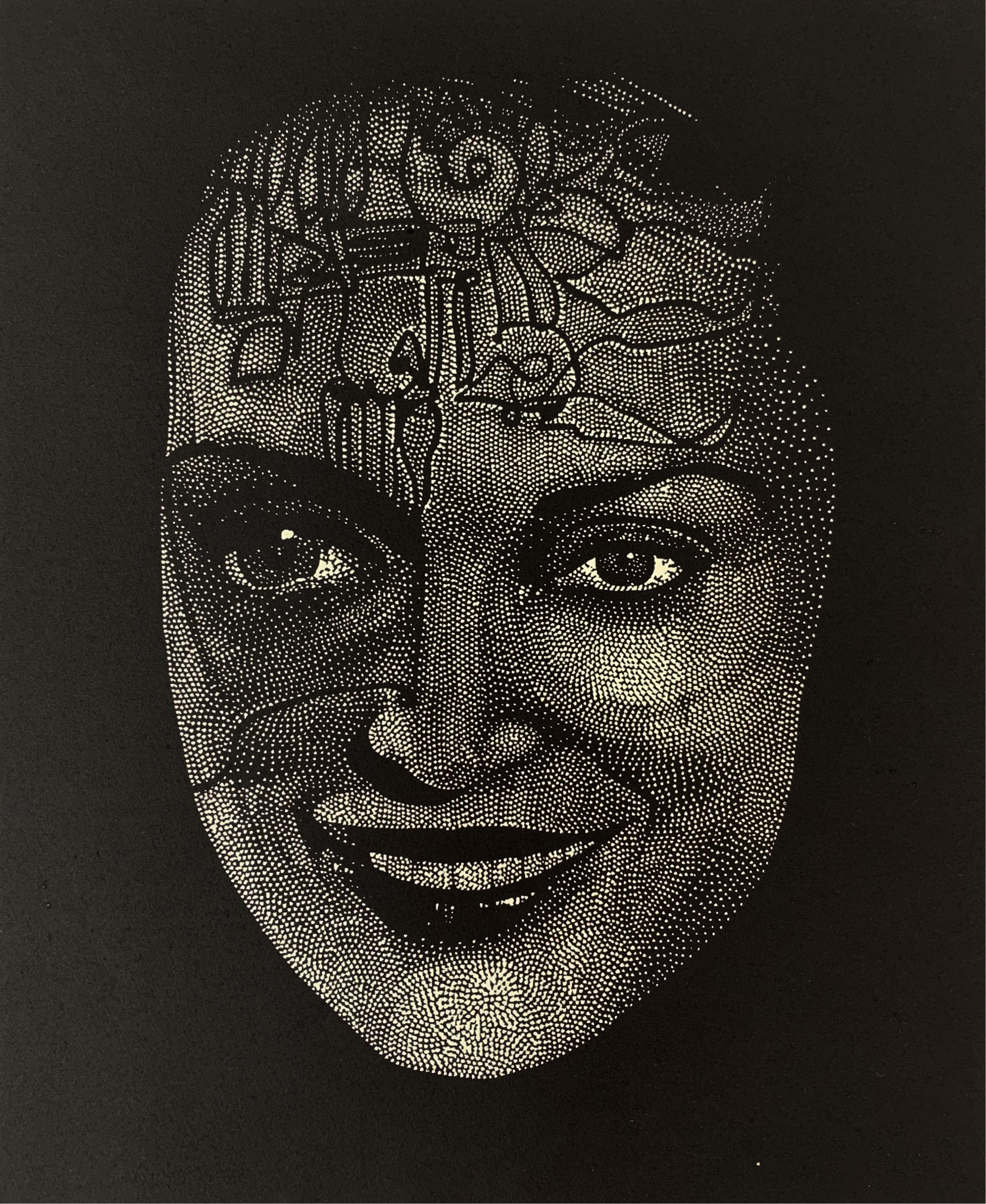 Saba - XXI Century Contemporary Linocut Print Surrealism, Black & white